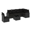 Afuera Living Contemporary 7 Piece Poly Rattan Sofa Set in Black