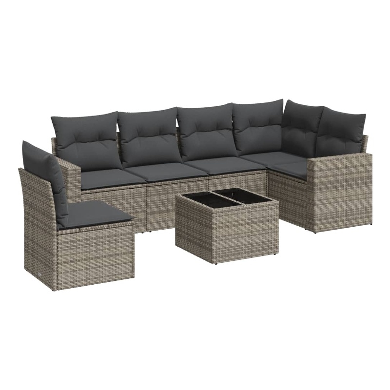 Afuera Living Contemporary 7 Piece Poly Rattan Sofa Set in Gray