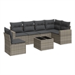 Afuera Living Contemporary 7 Piece Poly Rattan Sofa Set in Gray