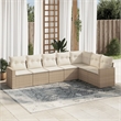 Afuera Living Contemporary 7 Piece Poly Rattan Sofa Set in Beige