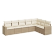 Afuera Living Contemporary 7 Piece Poly Rattan Sofa Set in Beige