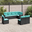 Afuera Living Contemporary 8 Piece Poly Rattan Sofa Set in Black/Blue