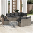 Afuera Living Contemporary 8 Piece Poly Rattan Small Sofa Set in Gray