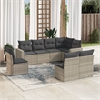 Afuera Living Contemporary 8 Piece Poly Rattan Sofa Set in Gray