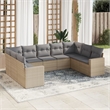 Afuera Living Contemporary 9 Piece Poly Rattan Sofa Set in Gray/Beige