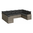 Afuera Living Contemporary 9 Piece Poly Rattan Sofa Set in Gray