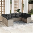 Afuera Living Contemporary 9 Piece Poly Rattan Sofa Set in Gray