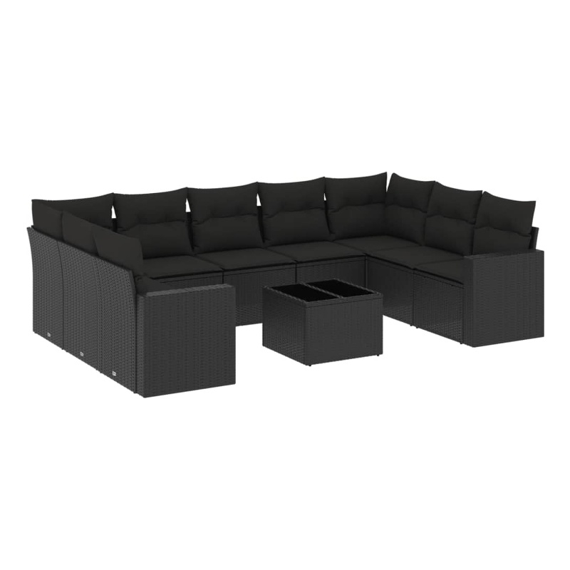 Afuera Living Contemporary 10 Piece Poly Rattan Small Sofa Set in Black