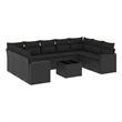 Afuera Living Contemporary 10 Piece Poly Rattan Small Sofa Set in Black