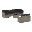 Afuera Living Contemporary 10 Piece Poly Rattan Sofa Set in Gray