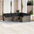 Afuera Living Contemporary 10 Piece Poly Rattan Small Sofa Set in Gray