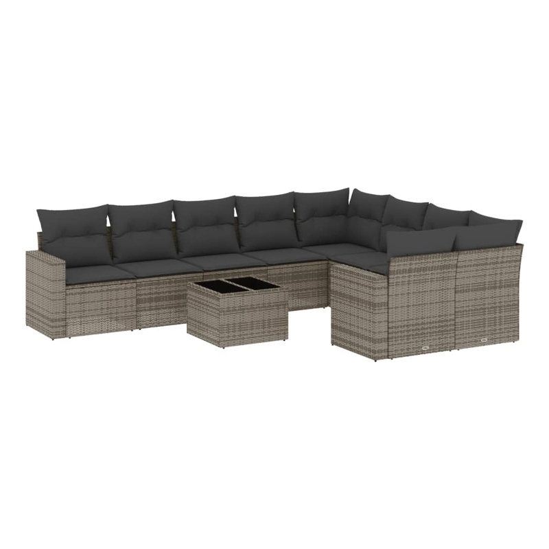 Afuera Living Contemporary 10 Piece Poly Rattan Small Sofa Set in Gray