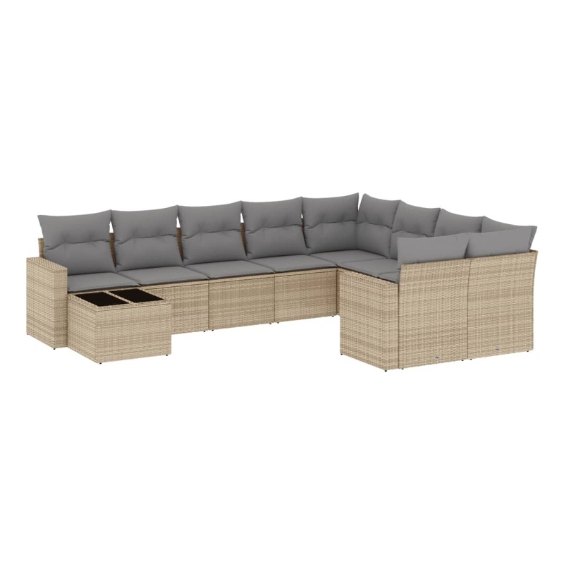 Afuera Living Contemporary 10 Piece Poly Rattan Sofa Set in Gray/Beige