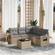 Afuera Living Contemporary Synthetic Poly Rattan 6 Piece  Sofa Set in Beige