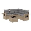 Afuera Living Contemporary Synthetic Poly Rattan 6 Piece  Sofa Set in Beige