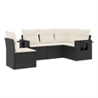 Afuera Living 5 Piece Poly Rattan Small Sofa Set in Black/Cream