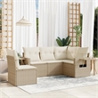 Afuera Living Contemporary 5 Piece Poly Rattan Sofa Set in Beige
