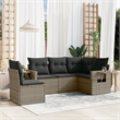 Afuera Living Contemporary 5 Piece Poly Rattan Large Sofa Set in Gray