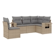 Afuera Living Contemporary Synthetic Poly Rattan  Sofa Set in Beige