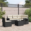Afuera Living Contemporary 6 Piece Poly Rattan Sofa Set in Black/Cream