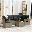 Afuera Living Contemporary 6 Piece Poly Rattan Sofa Set in Gray