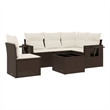 Afuera Living Contemporary 6 Piece Poly Rattan Sofa Set in Brown