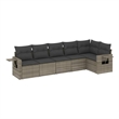 Afuera Living Contemporary 6 Piece Poly Rattan Sofa Set in Gray