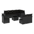 Afuera Living Contemporary 9 Piece Poly Rattan Sofa Set in Black