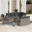 Afuera Living Contemporary 9 Piece Poly Rattan Sofa Set in Gray