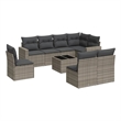 Afuera Living Contemporary 9 Piece Poly Rattan Sofa Set in Gray