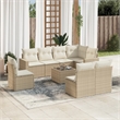 Afuera Living Contemporary 9 Piece Poly Rattan Large Sofa Set in Beige