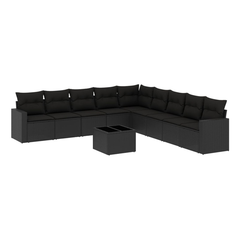 Afuera Living Contemporary 10 Piece Poly Rattan Small Sofa Set in Black