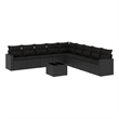 Afuera Living Contemporary 10 Piece Poly Rattan Small Sofa Set in Black