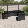 Afuera Living Contemporary Synthetic Poly Rattan 10 Piece Sofa Set in Black