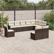Afuera Living Contemporary 10 Piece Poly Rattan Sofa Set in Brown/Cream
