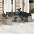Afuera Living Contemporary 10 Piece Poly Rattan Sofa Set in Gray