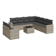 Afuera Living Contemporary 10 Piece Poly Rattan Sofa Set in Gray