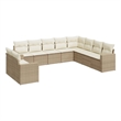 Afuera Living Contemporary Synthetic Poly Rattan 10 Piece  Sofa Set in Beige