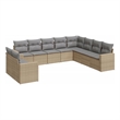 Afuera Living Contemporary 10 Piece Poly Rattan Sofa Set in Gray/Beige