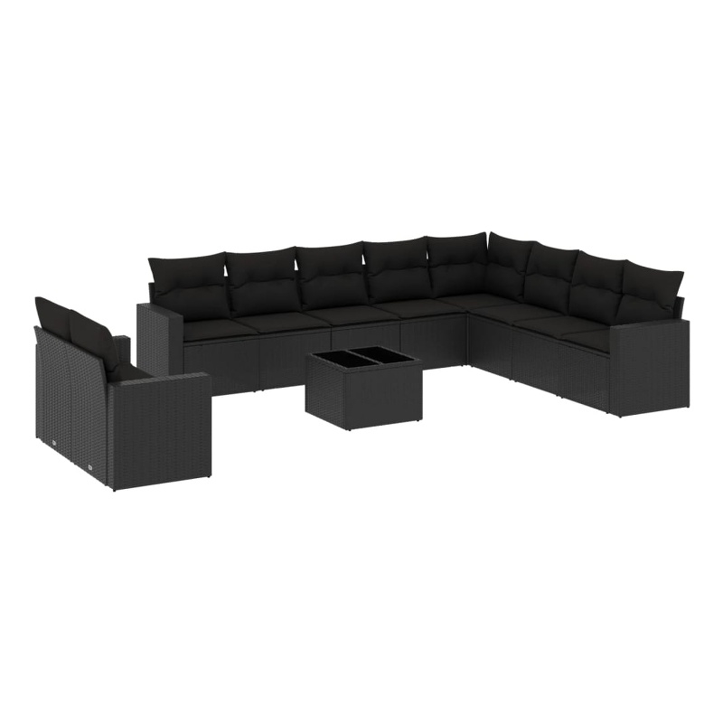 Afuera Living Contemporary 11 Piece Poly Rattan Sofa Set in Black