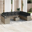 Afuera Living Contemporary Synthetic Poly Rattan 11 Piece  Sofa Set in Gray