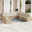 Afuera Living Contemporary 11 Piece Poly Rattan Sofa Set in Beige