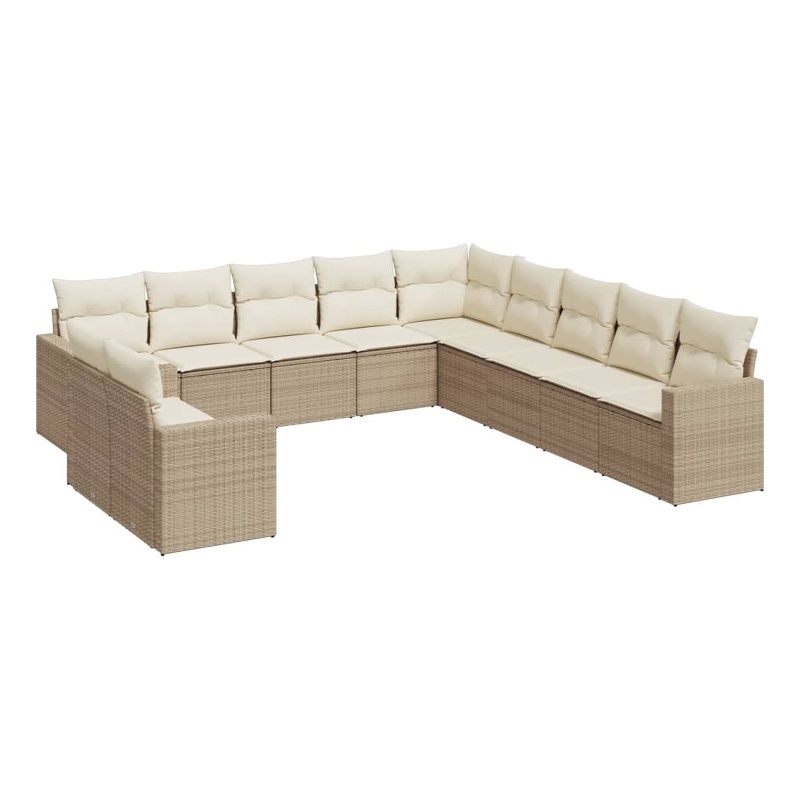 Afuera Living Contemporary 11 Piece Poly Rattan Sofa Set in Beige