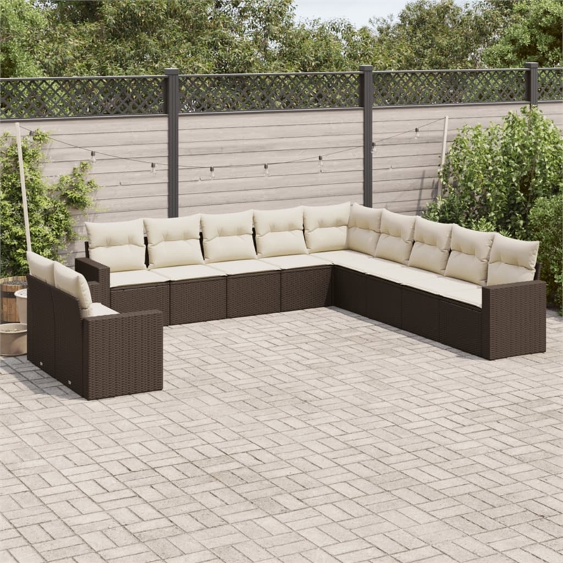 Afuera Living Contemporary Poly Rattan Sofa Set in Brown/Cream