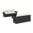 Afuera Living Contemporary 7 Piece Poly Rattan Sofa Set in Black/Cream