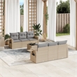 Afuera Living Contemporary Synthetic Poly Rattan 7 Piece  Sofa Set in Beige