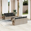 Afuera Living Contemporary 7 Piece Poly Rattan Large Sofa Set in Gray