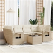 Afuera Living Contemporary Synthetic Poly Rattan 7 Piece  Sofa Set in Beige