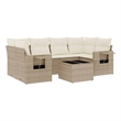 Afuera Living Contemporary Synthetic Poly Rattan 7 Piece  Sofa Set in Beige