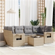 Afuera Living 7 Piece Poly Rattan Small Sofa Set in Gray/Beige